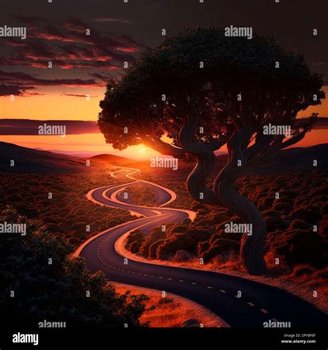 Artificial Intelligence Generated Image Of Long And Winding Road Into