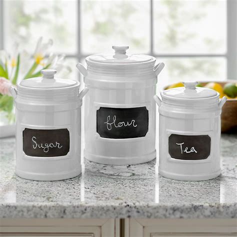 White Chalkboard Kitchen Canisters Set Of 3 Kirklands Turquoise