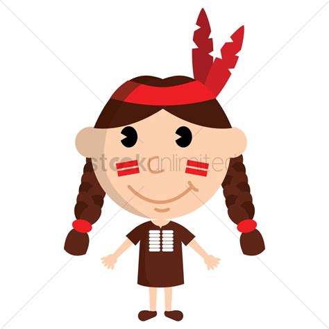 Red Indian Girl Vector Image 1354908 Stockunlimited