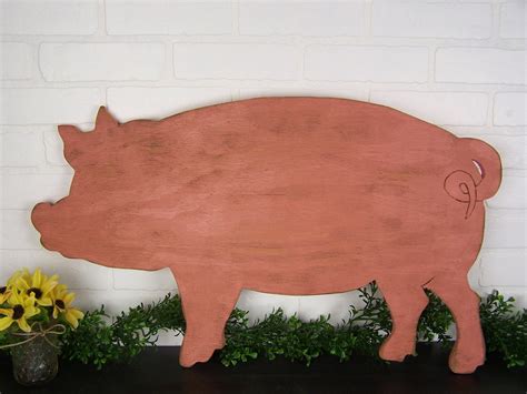 Country Pig Decor Wooden Pig Sign Farm Decor Pig Kitchen Decor Pig Wall