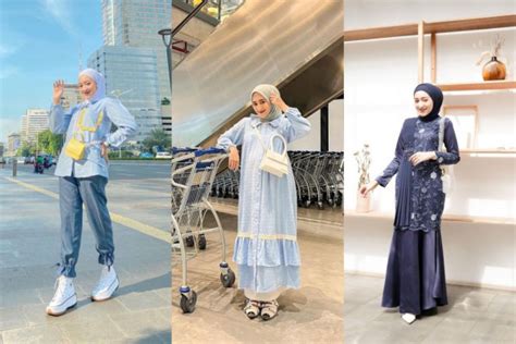 10 Ootd Hijab Nuansa Biru Ala Seviqe Febinita Adem Banget