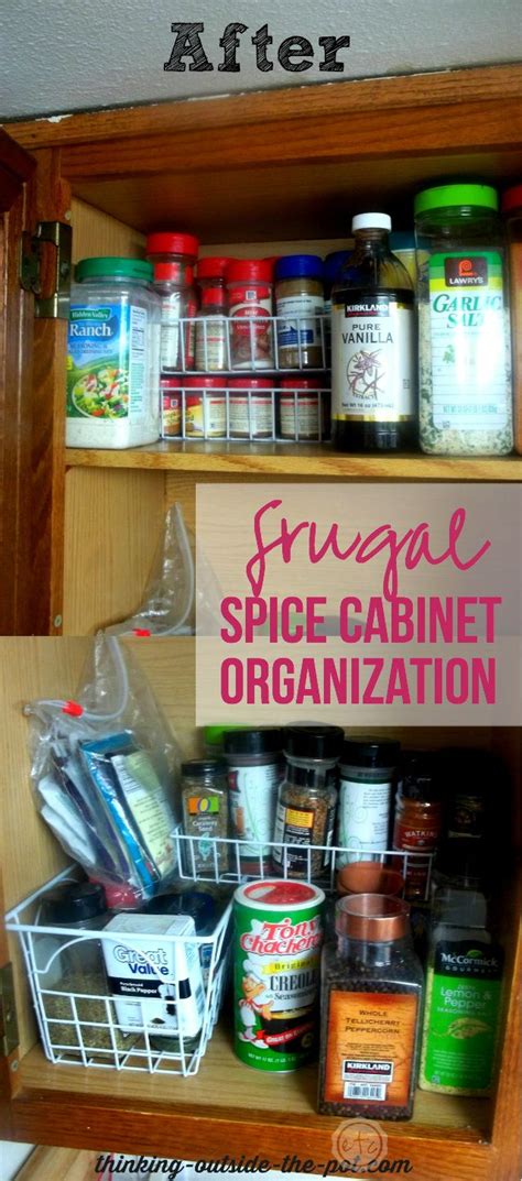 Join me for a little spice cabinet organization. Frugal Spice Cabinet Organization | Kitchen spice storage ...