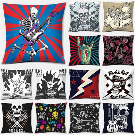 Rock Punk Style Double Sided Printing Square Pillowcase Home Decoration Car Sofa Cushion Cover