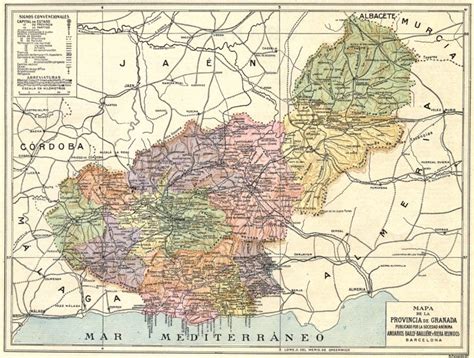 Spain Mapa De La Provincia De Granada 1913 Old Antique Vintage Plan Chart