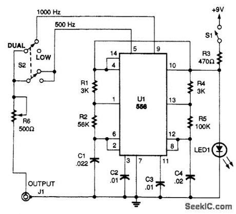 Tone generator circuit using 555 timer bird sound generator, ambulance siren generator these are some circuit diagrams of the sound generators. Index 31 - Audio Circuit - Circuit Diagram - SeekIC.com