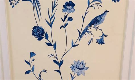 Traditional Blue And White Chinoiserie Wall Paintings And Painted Murals