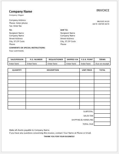 Sales Invoice Templates For Ms Excel And Word Word And Excel Templates