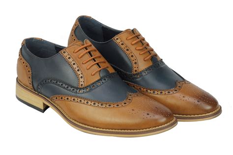 Mens Leather Brogues Smart Formal Office Casual Lace Up Oxford Brogue