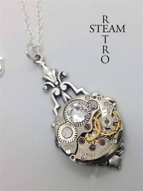 Art Deco Steampunk Crystal Necklace Steampunk Jewellery Etsy