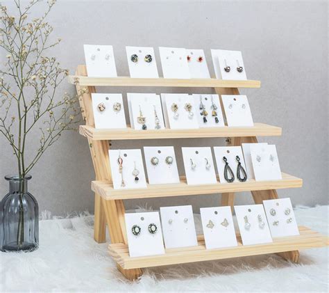 Wood Earring Card Display Business Card Holder Ladder Etsy