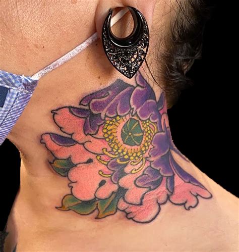 Flowers Japanese Neck Tattoo Slave To The Needle