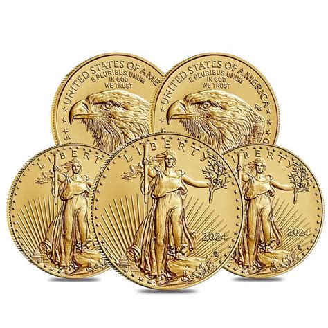 Lot Of 5 2024 110 Oz Gold American Eagle 5 Coin Bu