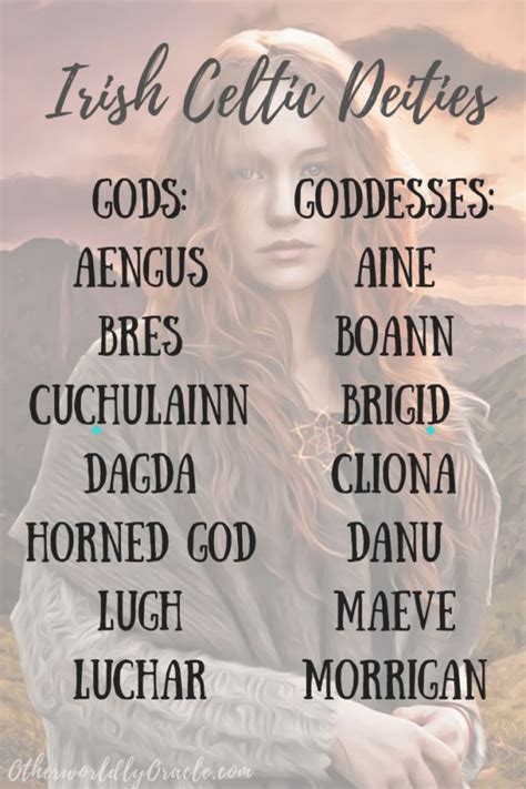 Irish Gods And Goddesses List And Descriptions Otherworldly Oracle Celtic Deities Celtic