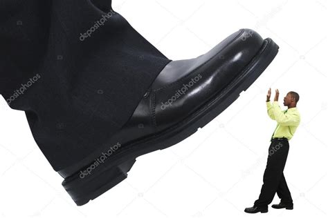 Businessmans Foot Stepping Stomping Out The Competition — Stock Photo