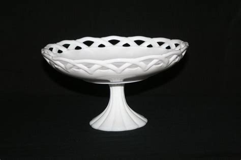 Milk Glass Pedestal Bowl Glass Compote Fruit Bowl Wedding