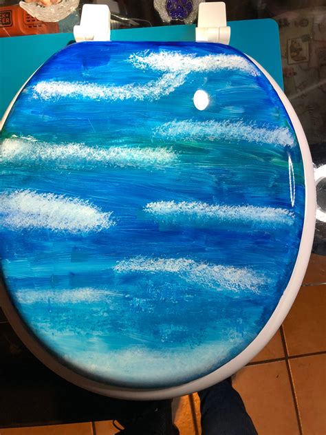 Beach Themed Toilet Seat Made It Order Actual Design Will Etsy