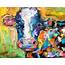 Karen Tarlton Original Oil Painting Colorful Cow And Summer Breeze 