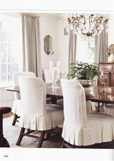 Cotton duck long skirt dining chair slipcover. Dining Room Chair Covers Short - WoodWorking Projects & Plans