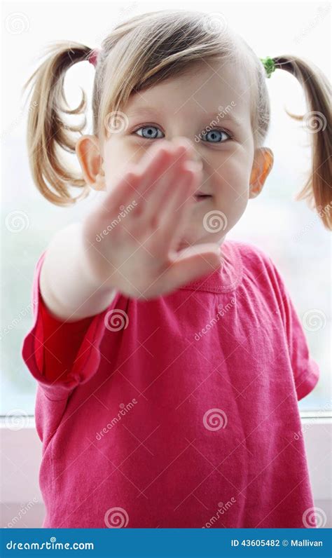 Girl Waving Hello Stock Photo Image Of Face Girls Hair 43605482