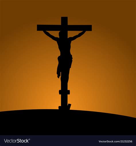 Silhouette Of The Crucifixion With Jesus Christ Vector Image