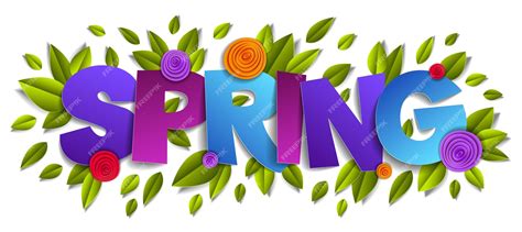 Premium Vector Spring Papercut Word With Flowers And Leaves Vector