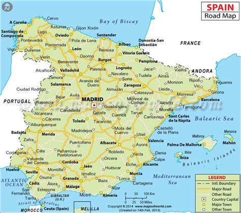 Spain Road Map Road Map Of Spain