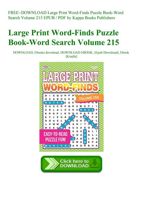 Freedownload Large Print Word Finds Puzzle Book Word Search Volume