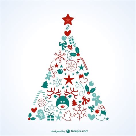 Árbol De Navidad Con Iconos Descargar Vectores Gratis