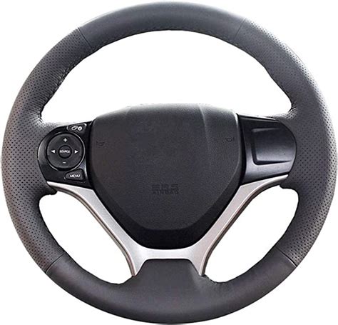 Dldbb Black Leather Car Steering Wheel Cover Dedicated Hand Stitched