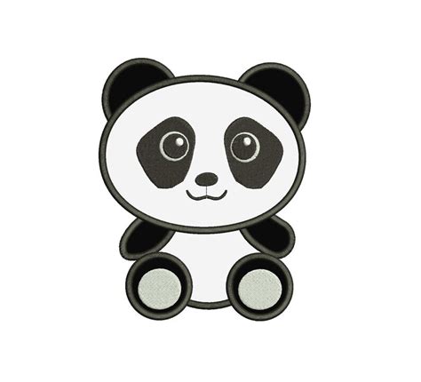 Panda Applique Design Etsy