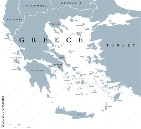 Obraz Mapa Polityczna Grecji Ze Stolic W Atenach Z Najwa Niejszymi