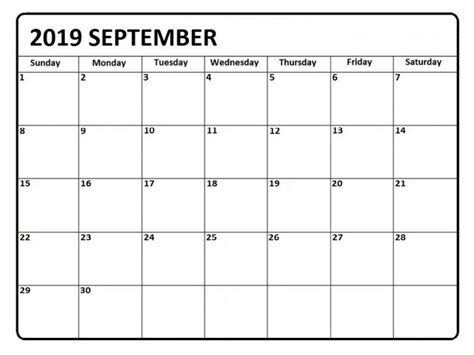 September 2019 Calendar Printable Pdf Free Printable Calendar