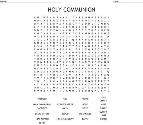 First Communion Word Search Printable Word Search Printable