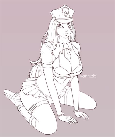 Officer Caitlyn From Lol Lineart By Vantuziq Hentai Foundry