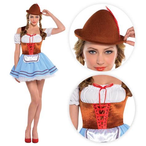 ladies bavarian wench oktoberfest german austrian bar maid fancy dress costume ebay