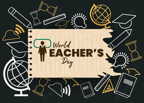 Background Set Alat Tulis Mulus Hari Guru Sedunia Hari Guru Dunia