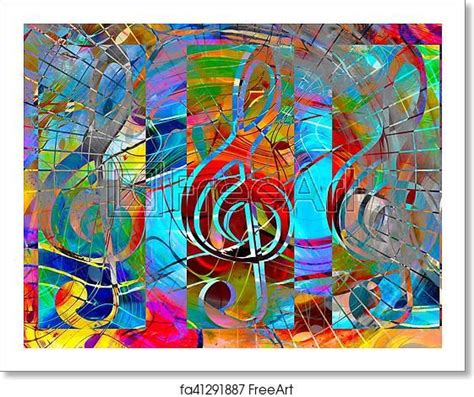 Free Art Print Of Abstract Set Of Music Clefs And Lines With Notes
