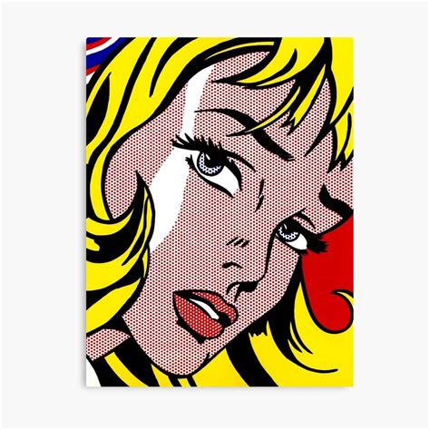 pop art girl face roy lichtenstein poster canvas print wooden hanging scroll frame royal