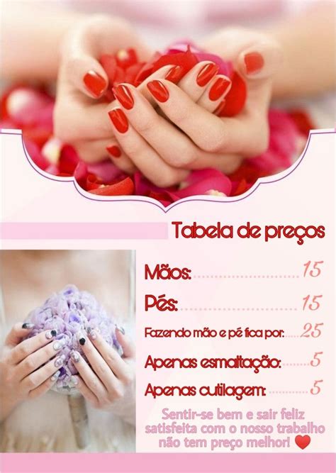 Tabelas de preços manicure e pedicure | Dicas de manicure, Coisas de