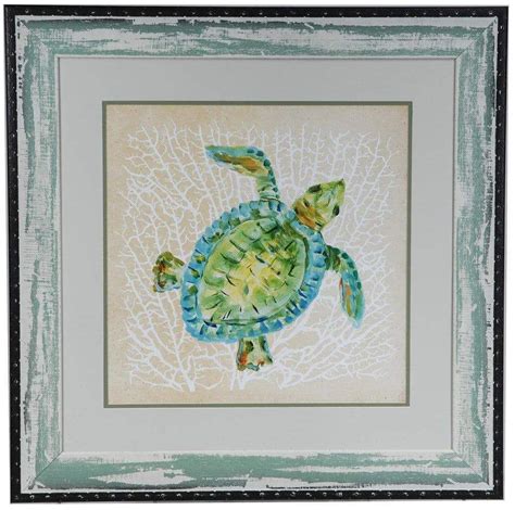 Sealife Turtle In Art Framed Art Coastal Artwork