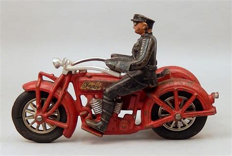 Hubley Cast Iron Indian Police Motorcycle With Sidecar