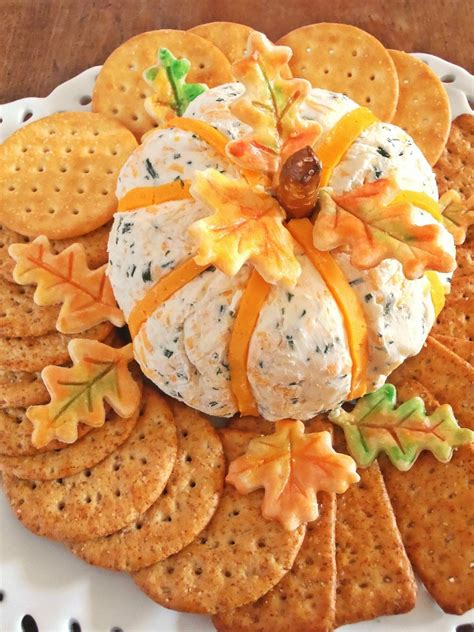 Cheddar Chive Pumpkin Shaped Cheese Ball Jam Hands