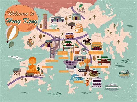 Hong Kong Map of Major Sights and Attractions - OrangeSmile.com
