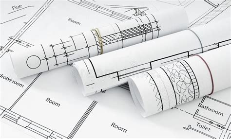 Drawings For Building House Working Drawings Stock Photo