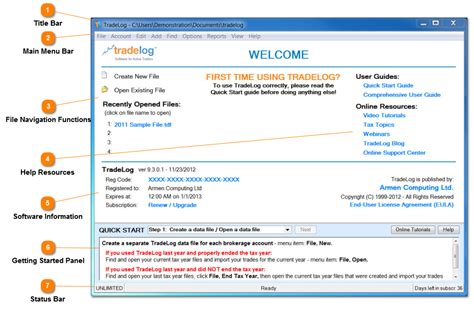 Overview Of Welcome Screen Tradelog Software