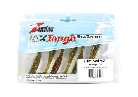 Zman Soft Lure Slim Swimz 3 Inch 6 Per Pack Midnight Oil 3097