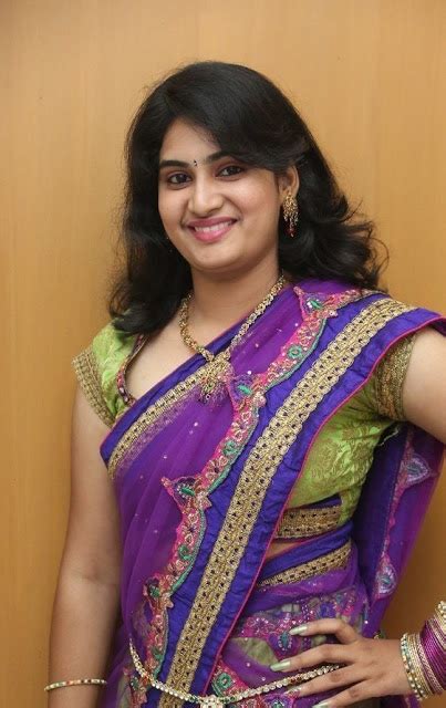 Telugu Beautiful Actress Krishnaveni Long Hair Stills In Blue Saree Actress Doodles