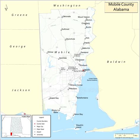 Map Of Mobile County Alabama Where Is Located Cities Population