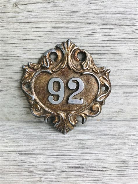 Vintage Metal Apartment Numbers Sign 92 Metal Door Numbers Etsy