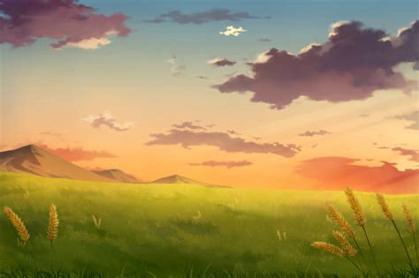 Background sky clouds anime sunset sticker by sbeve_x. Afternoon sunset sky clouds - anime background. | Premium Photo